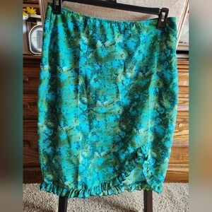 Green printed midi skirt